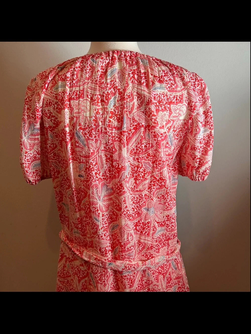 Tory Burch Coral Pink Paisley Midi Dress size 4